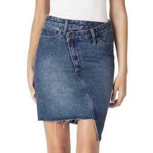 Sam Edelman The Riley Asymmetrical Raw Hem Denim Skirt - Blue - 4/27 Edgy Retro
